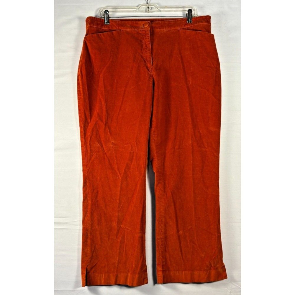Halogen Women Burnt Orange Corduroy Straight Leg Pants Size 14 Stretch Cotton